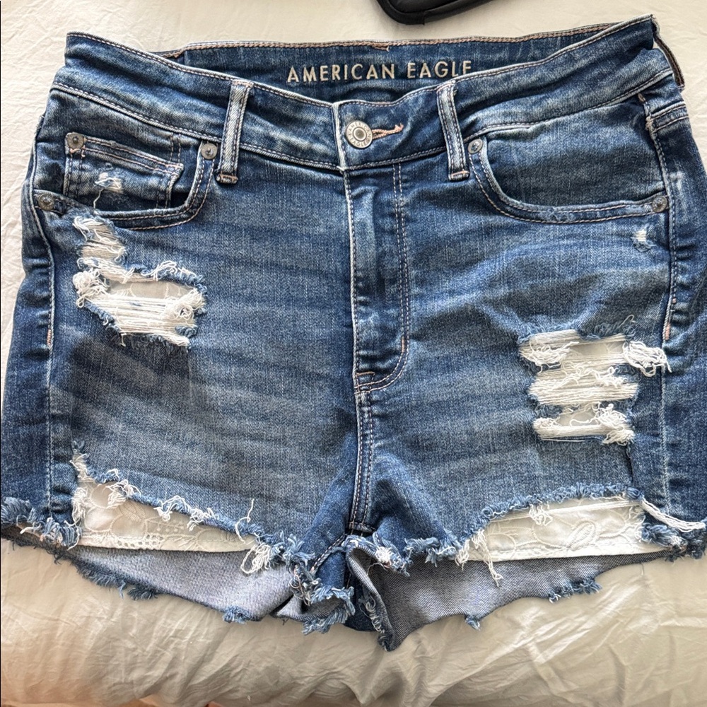 American Eagle Outfitters Ripped Blue Jean Shorts